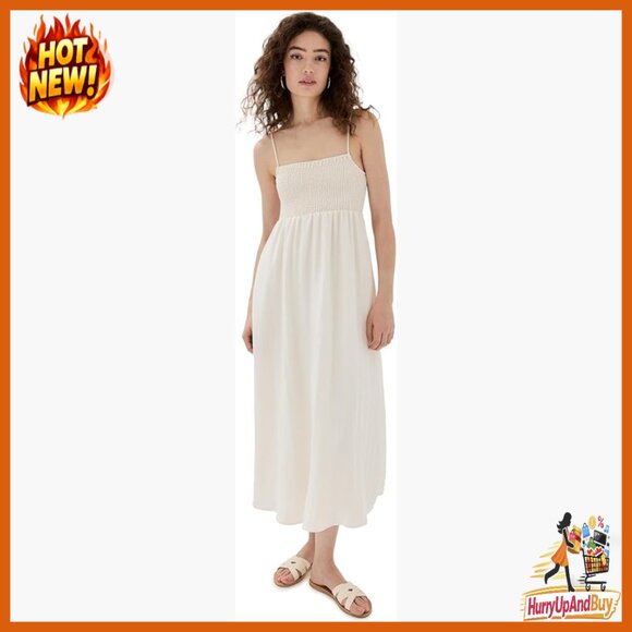 Lightweight Maxi Dress Smocked Bodice Adjustable Straps A-Line Summer Casual